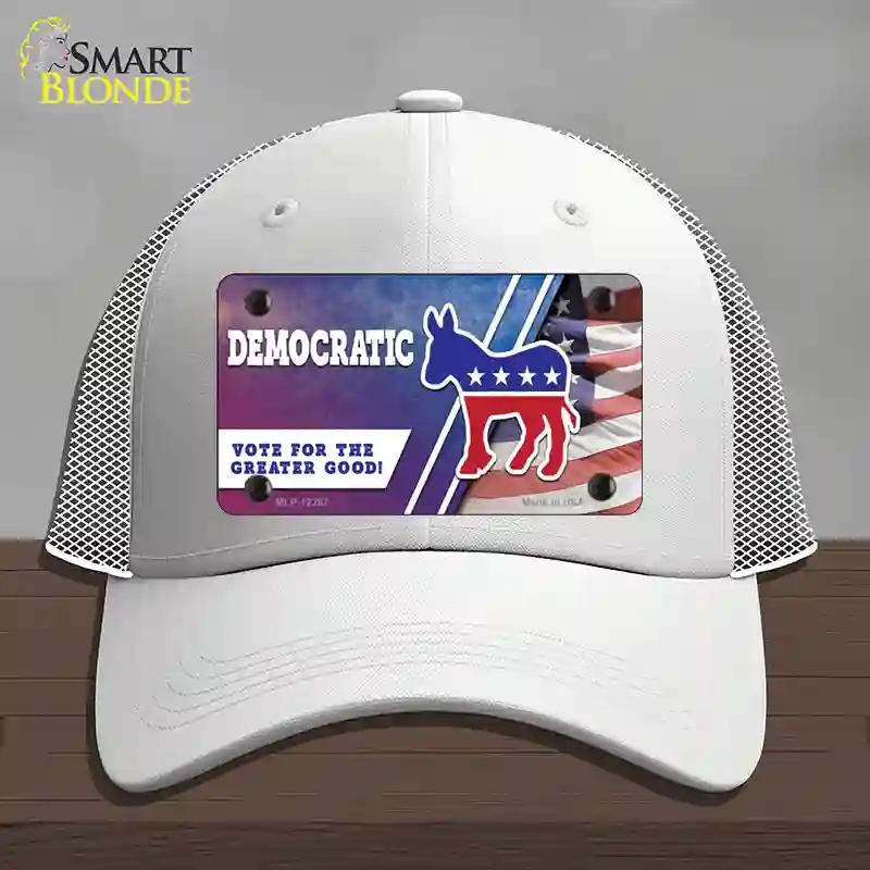 HAT19-MLP-12267 Democratic Vote for Greater Good Novelty License Plate Hat, Mesh - White