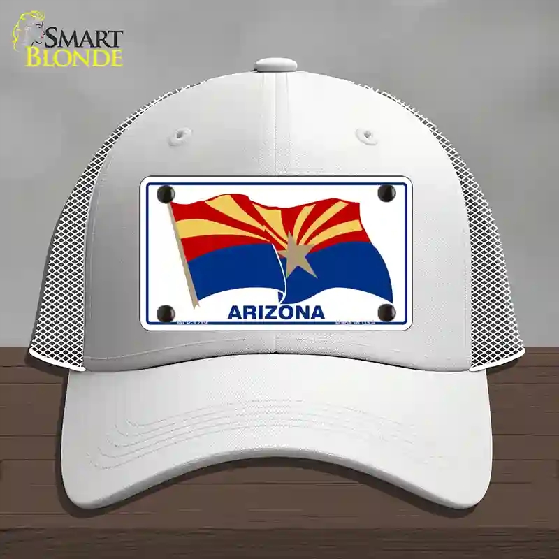 HAT19-MLP-1249 Arizona Waving Flag Novelty License Plate Hat, Mesh - White