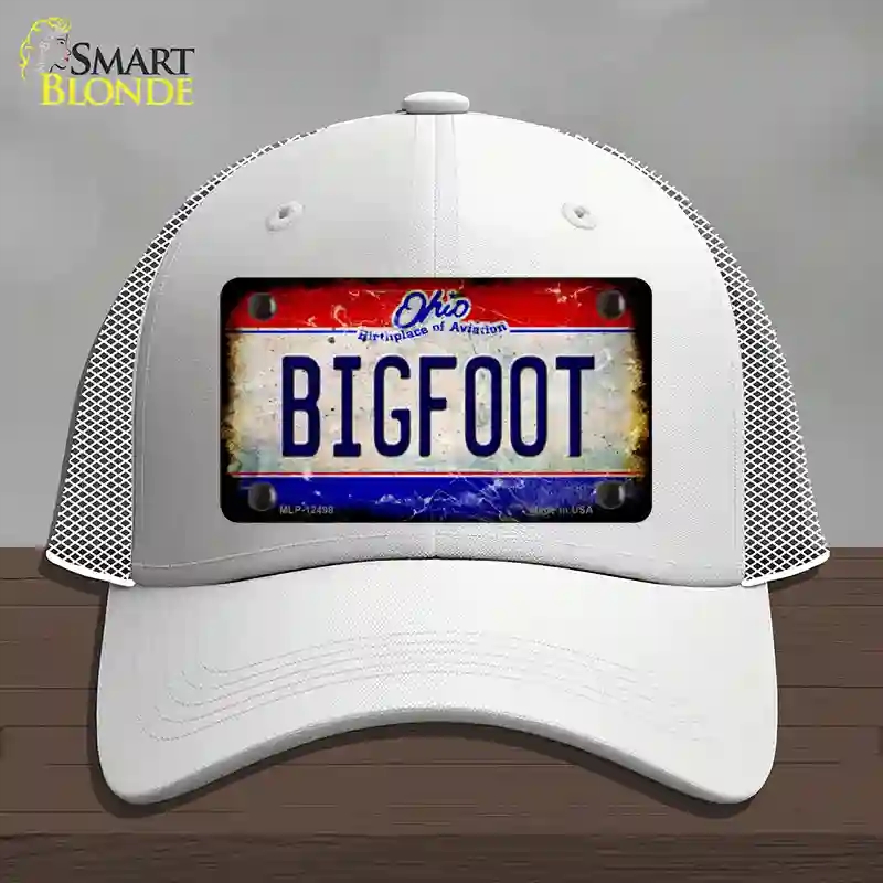 HAT19-MLP-12498 Bigfoot Ohio Novelty License Plate Hat, Mesh - White