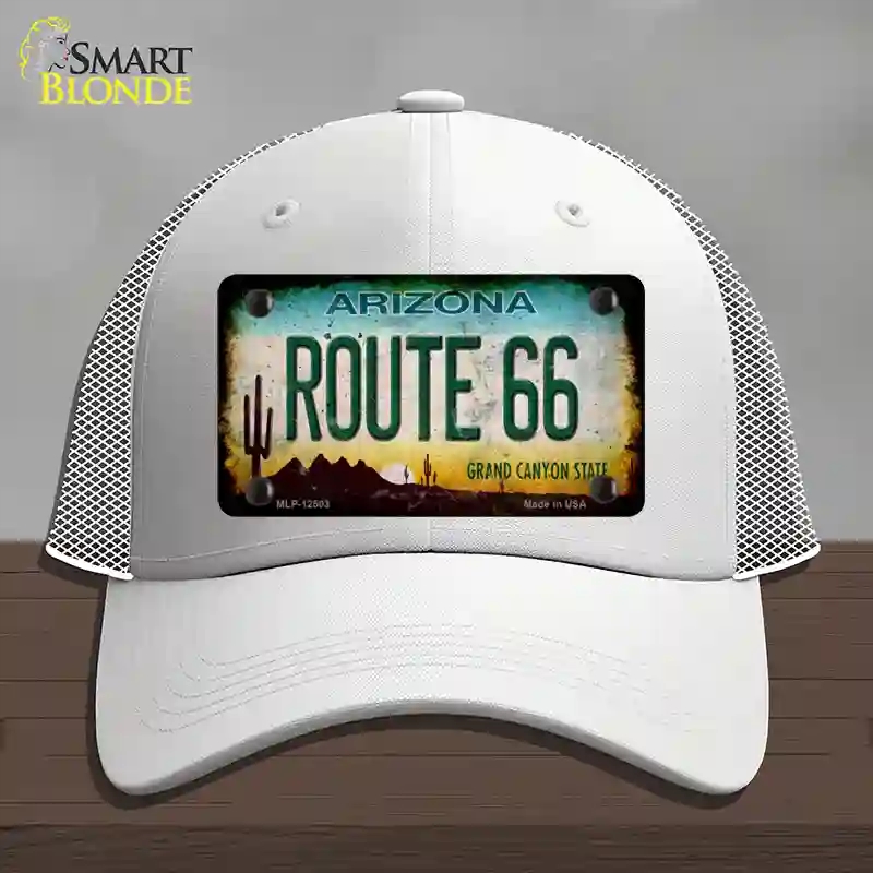 HAT19-MLP-12503 Route 66 Arizona Rusty Novelty License Plate Hat, Mesh - White
