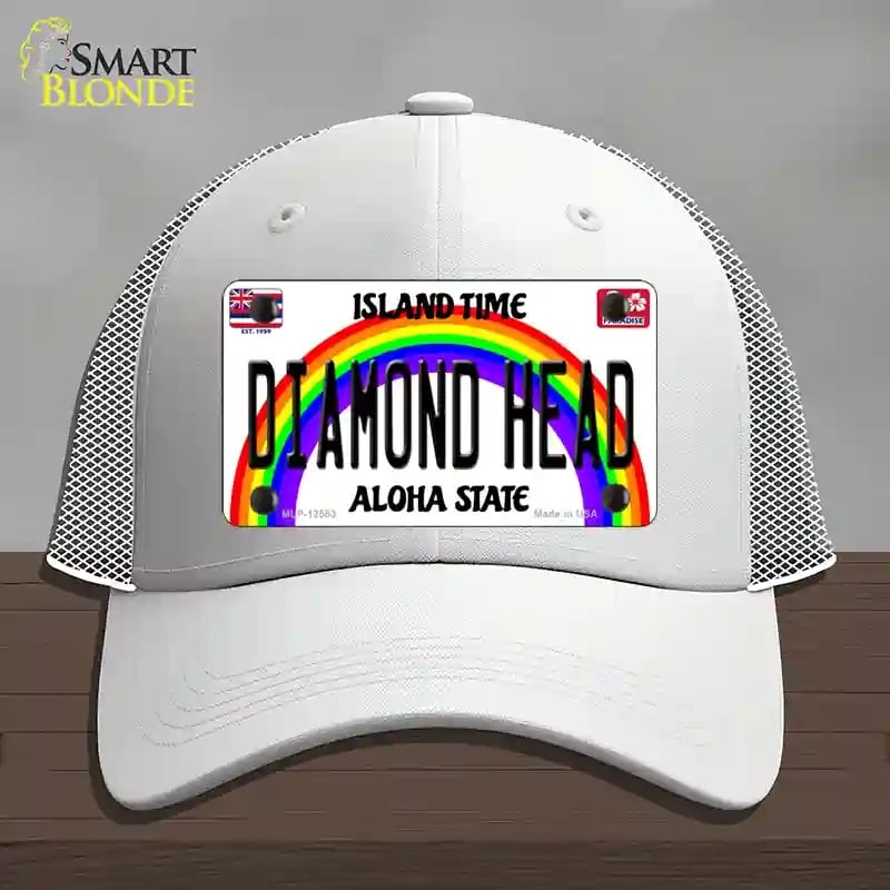 HAT19-MLP-12553 Diamond Head Hawaii Novelty License Plate Hat, Mesh - White