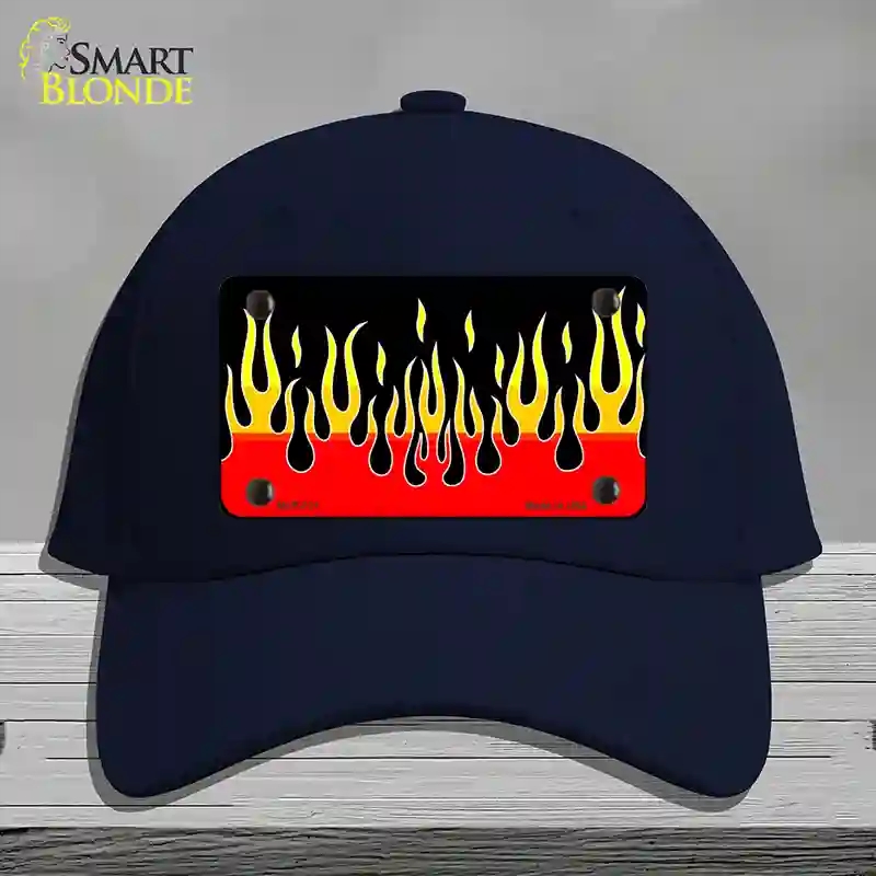 HAT20-MLP-021 Flames Novelty License Plate Hat, Cotton - Navy