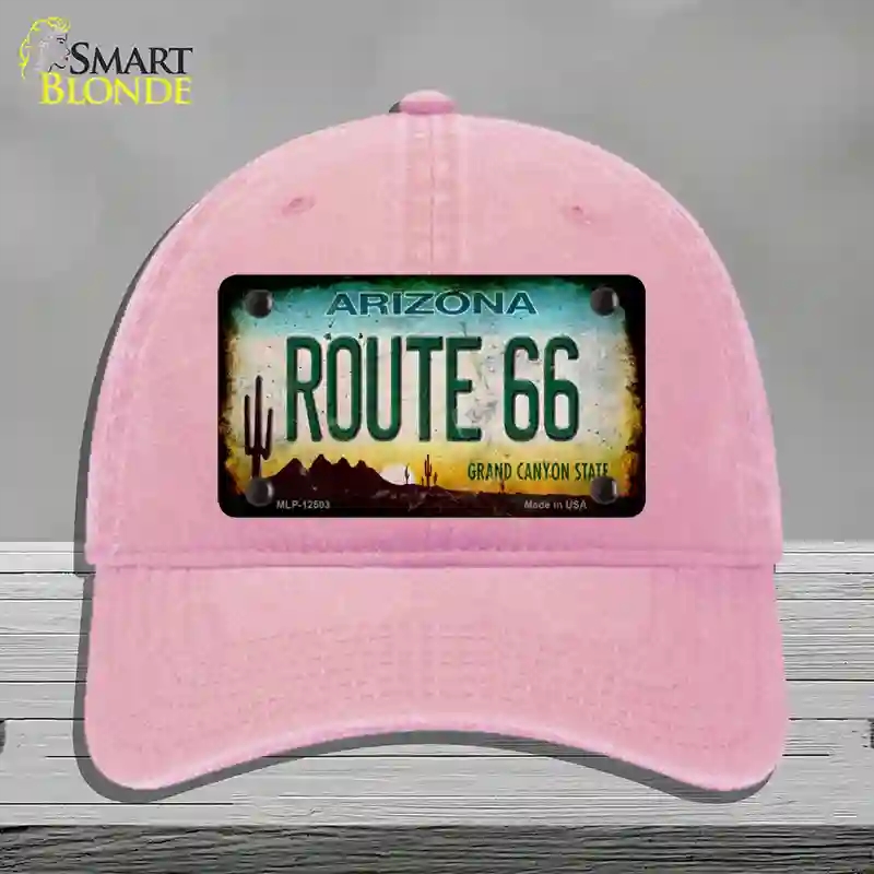 HAT12-MLP-12503 Route 66 Arizona Rusty Novelty License Plate Hat, Unconstructed Cotton - Pink