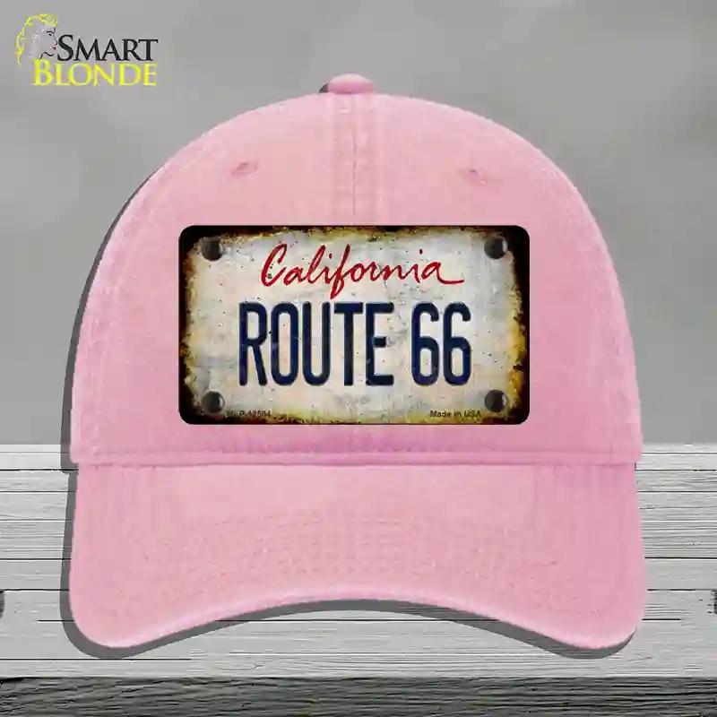 HAT12-MLP-12504 Route 66 California Rusty Novelty License Plate Hat, Unconstructed Cotton - Pink