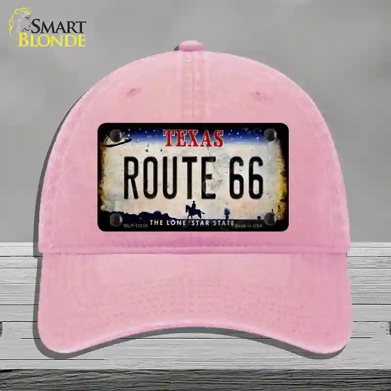 HAT12-MLP-12510 Route 66 Texas Rusty Novelty License Plate Hat, Unconstructed Cotton - Pink