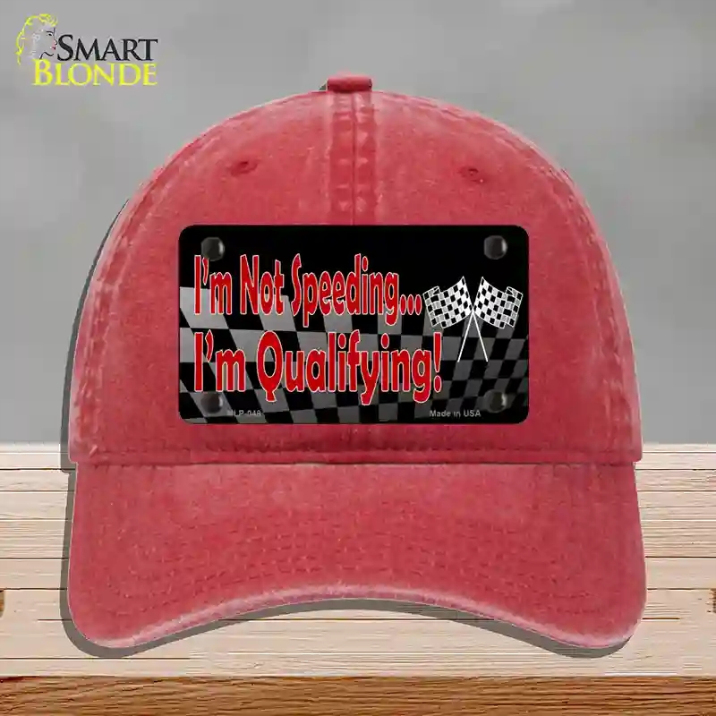 HAT13-MLP-048 Im Qualifying Novelty License Plate Hat, Unconstructed Cotton - Red