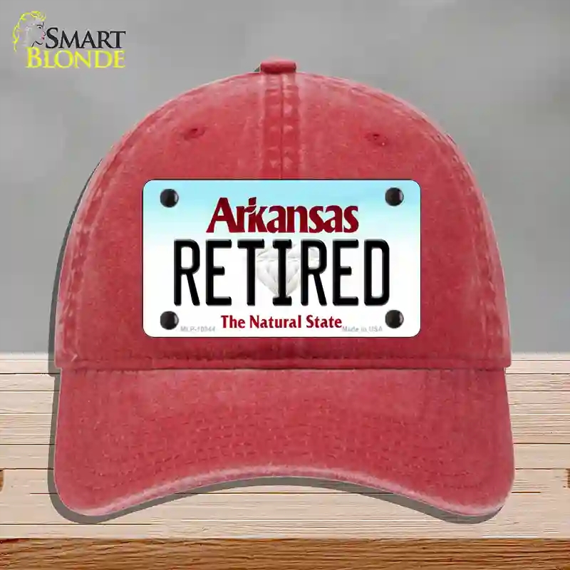 HAT13-MLP-10044 Retired Arkansas Novelty License Plate Hat, Unconstructed Cotton - Red