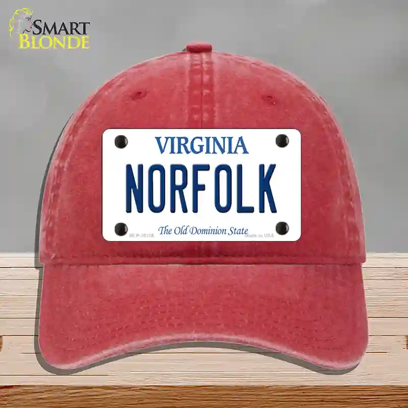 HAT13-MLP-10106 Norfolk Virginia Novelty License Plate Hat, Unconstructed Cotton - Red