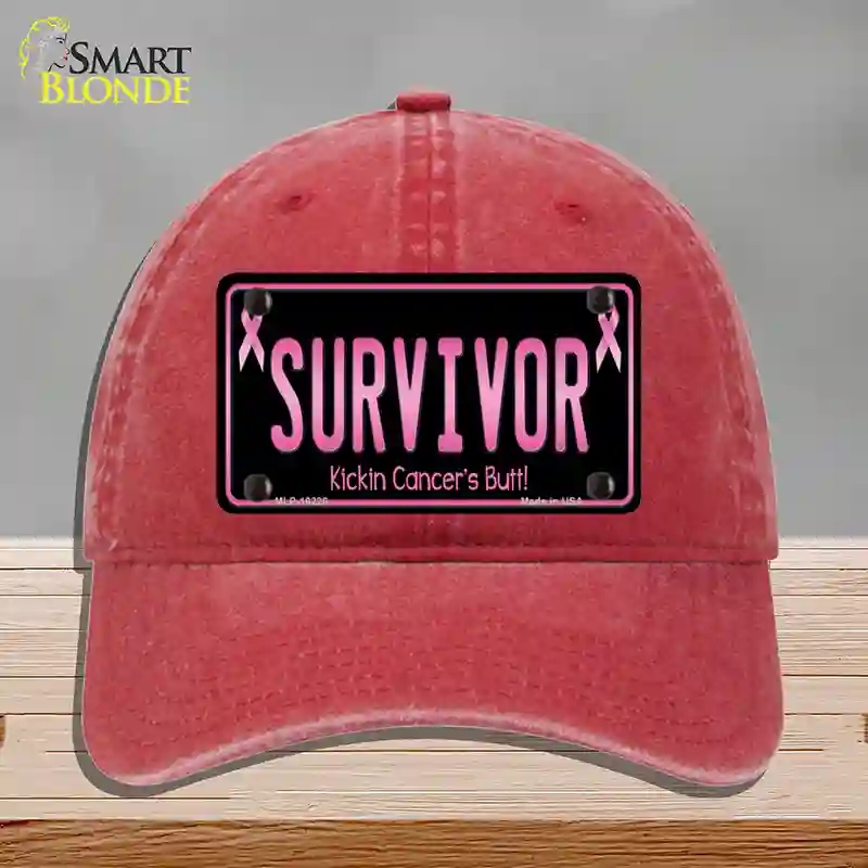 HAT13-MLP-10228 Survivor Novelty License Plate Hat, Unconstructed Cotton - Red