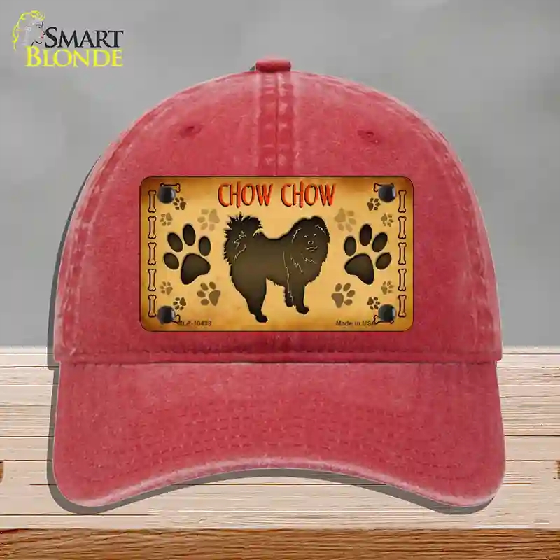HAT13-MLP-10438 Chow Chow Novelty License Plate Hat, Unconstructed Cotton - Red