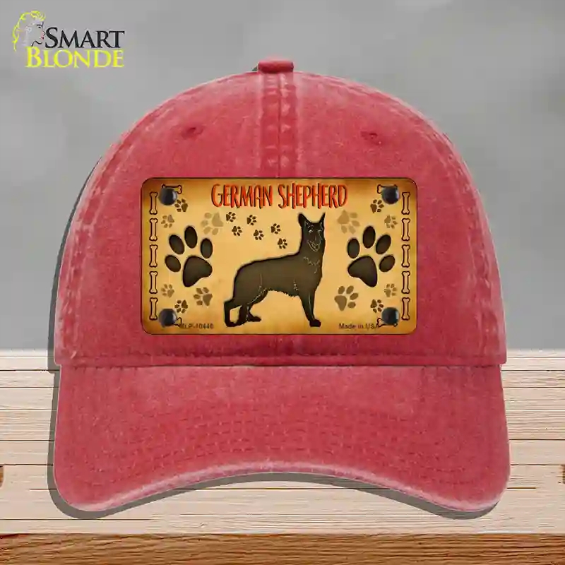 HAT13-MLP-10446 German Shepherd Novelty License Plate Hat, Unconstructed Cotton - Red