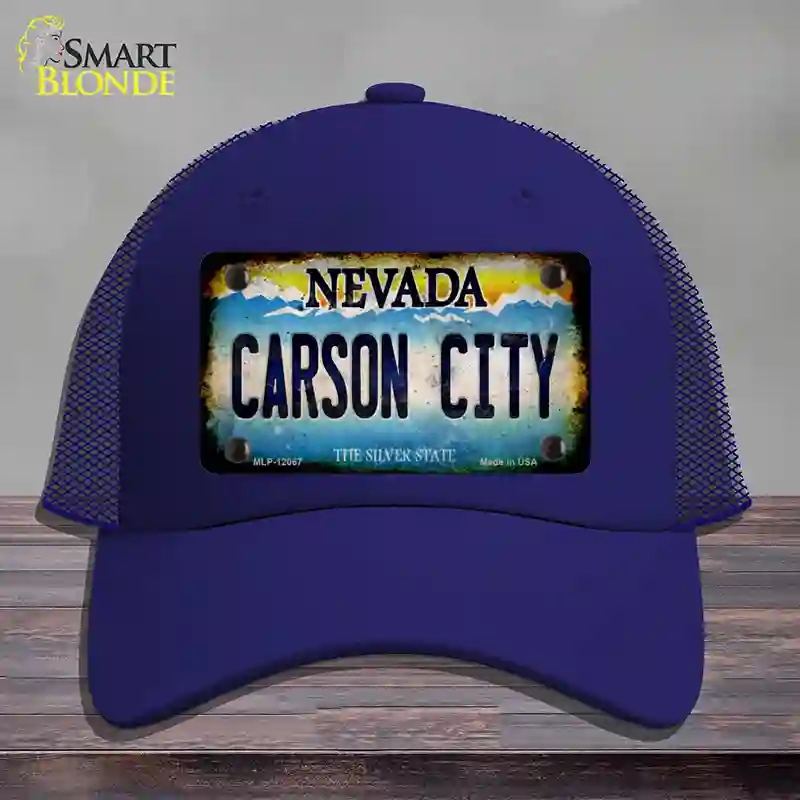HAT18-MLP-12067 Nevada Carson City Novelty License Plate Hat, Mesh - Royal Blue