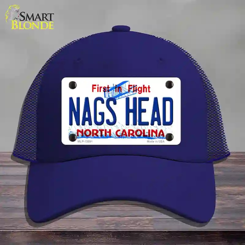 HAT18-MLP-12091 Nags Head North Carolina State Novelty License Plate Hat, Mesh - Royal Blue