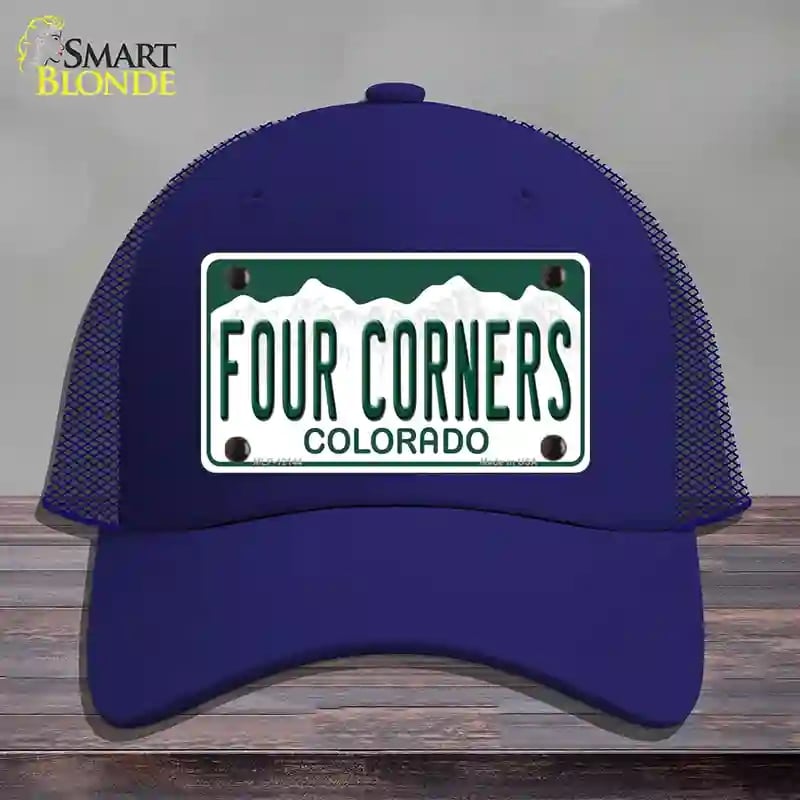 HAT18-MLP-12144 Four Corners Colorado Novelty License Plate Hat, Mesh - Royal Blue