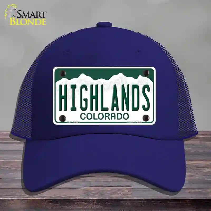 HAT18-MLP-12191 Highlands Colorado Novelty License Plate Hat, Mesh - Royal Blue