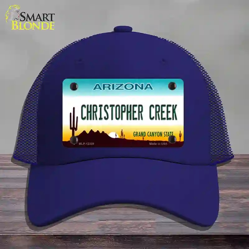 HAT18-MLP-12328 Christopher Creek Arizona Novelty License Plate Hat, Mesh - Royal Blue
