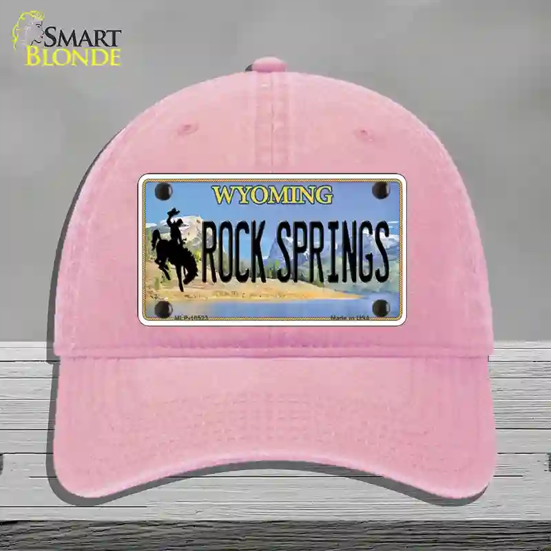 HAT12-MLP-10523 Rock Springs Wyoming Novelty License Plate Hat, Unconstructed Cotton - Pink