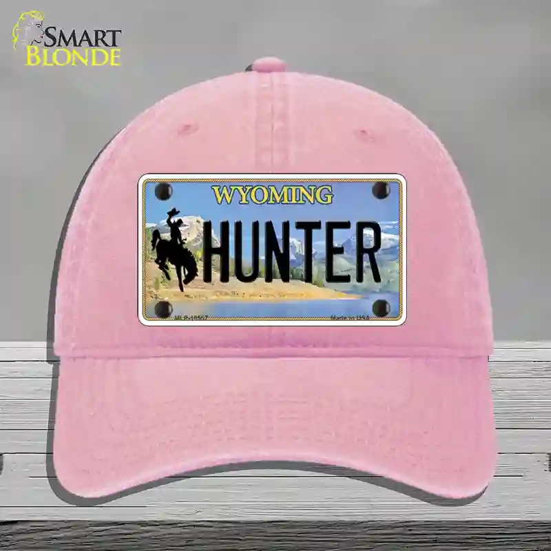 HAT12-MLP-10557 Hunter Wyoming Novelty License Plate Hat, Unconstructed Cotton - Pink