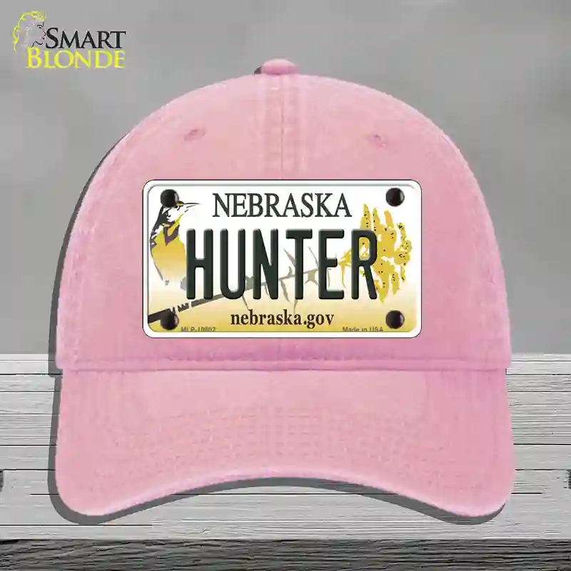 HAT12-MLP-10602 Hunter Nebraska Novelty License Plate Hat, Unconstructed Cotton - Pink