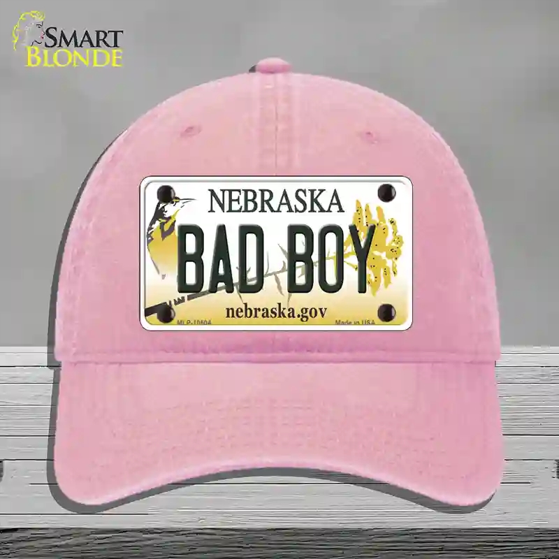 HAT12-MLP-10604 Bad Boy Nebraska Novelty License Plate Hat, Unconstructed Cotton - Pink