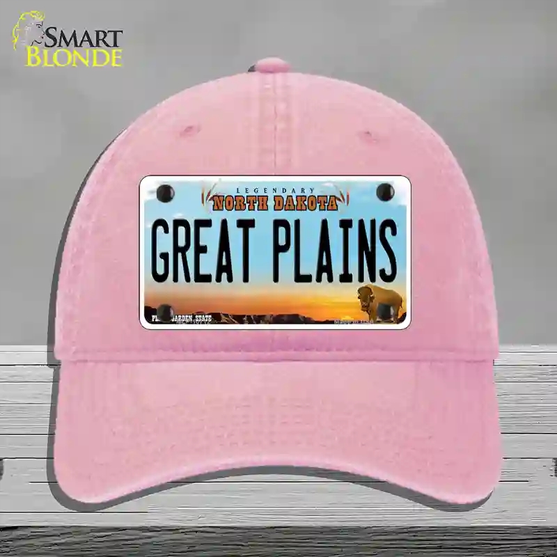 HAT12-MLP-10712 Great Plains North Dakota Novelty License Plate Hat, Unconstructed Cotton - Pink