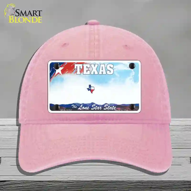 HAT12-MLP-10787 Texas   State Novelty License Plate Hat, Unconstructed Cotton - Pink