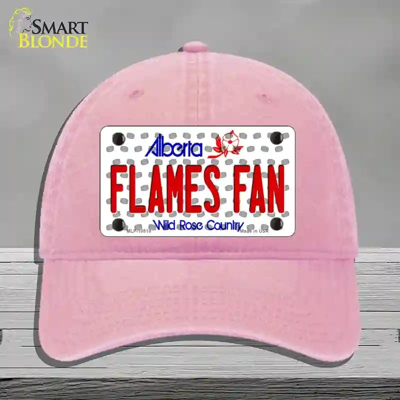 HAT12-MLP-10818 Flames Fan Alberta Novelty License Plate Hat, Unconstructed Cotton - Pink