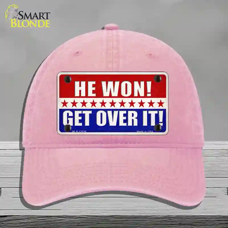 HAT12-MLP-12526 Trump Won Get Over It Novelty License Plate Hat, Unconstructed Cotton - Pink