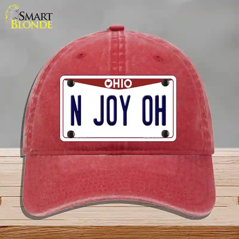 HAT13-MLP-10073 N Joy OH Ohio Novelty License Plate Hat, Unconstructed Cotton - Red