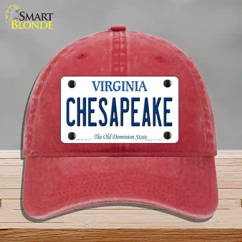 HAT13-MLP-10107 Chesapeake Virginia Novelty License Plate Hat, Unconstructed Cotton - Red