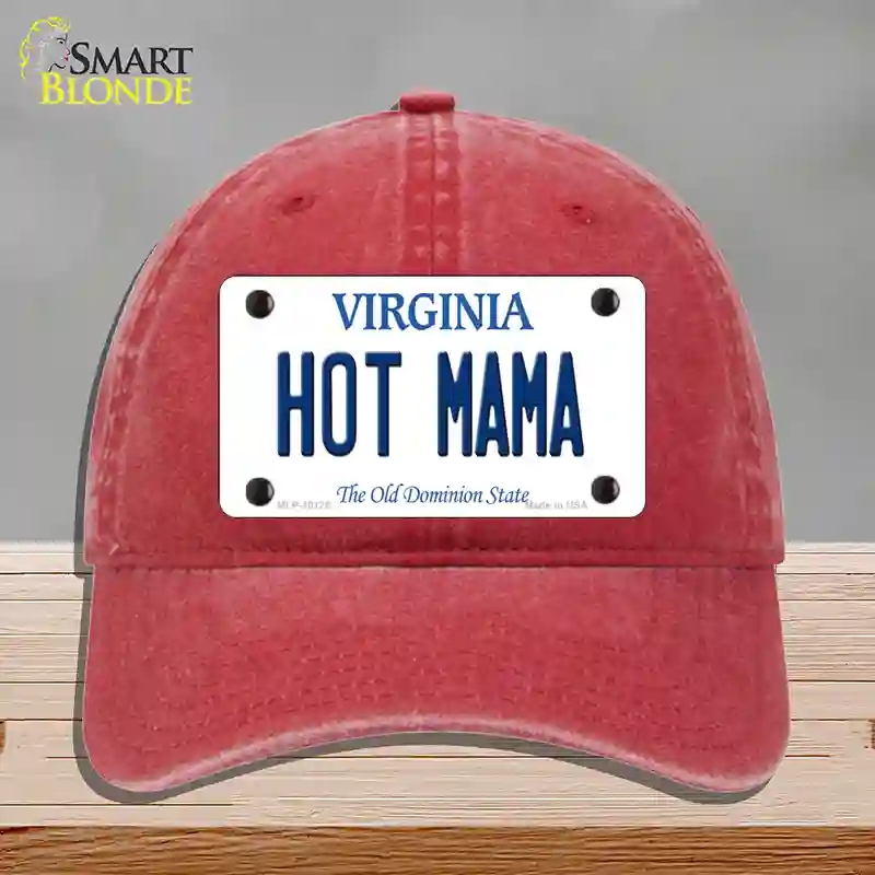 HAT13-MLP-10125 Hot Mama Virginia Novelty License Plate Hat, Unconstructed Cotton - Red