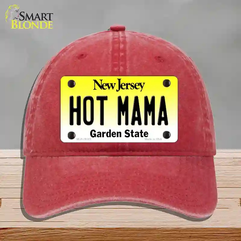 HAT13-MLP-10163 Hot Mama   Jersey Novelty License Plate Hat, Unconstructed Cotton - Red