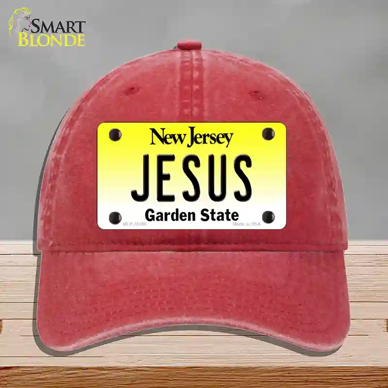HAT13-MLP-10166 Jesus   Jersey Novelty License Plate Hat, Unconstructed Cotton - Red