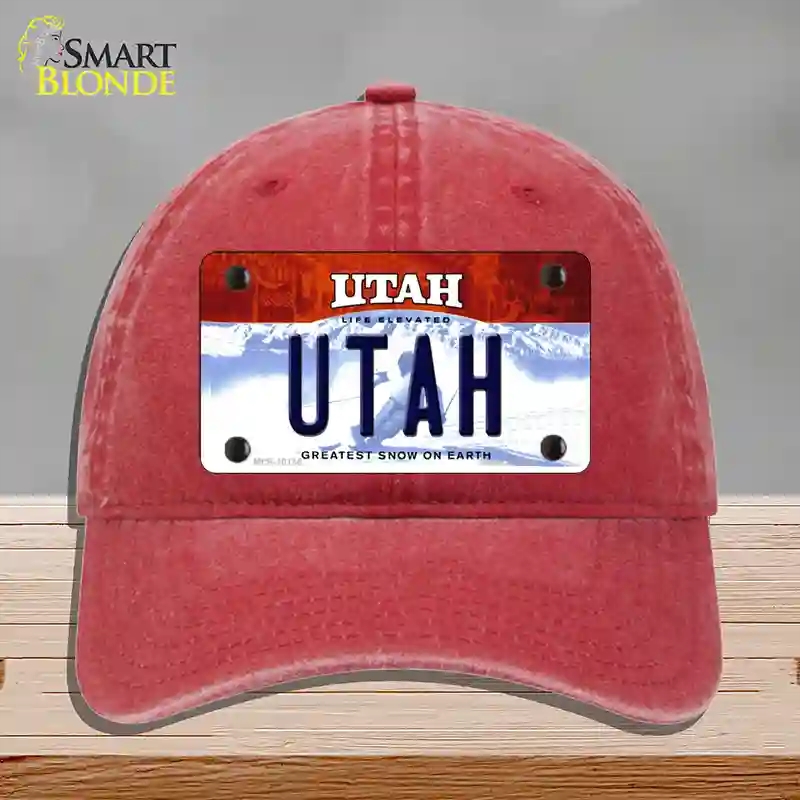 HAT13-MLP-10185 Utah Life Elevated Novelty License Plate Hat, Unconstructed Cotton - Red
