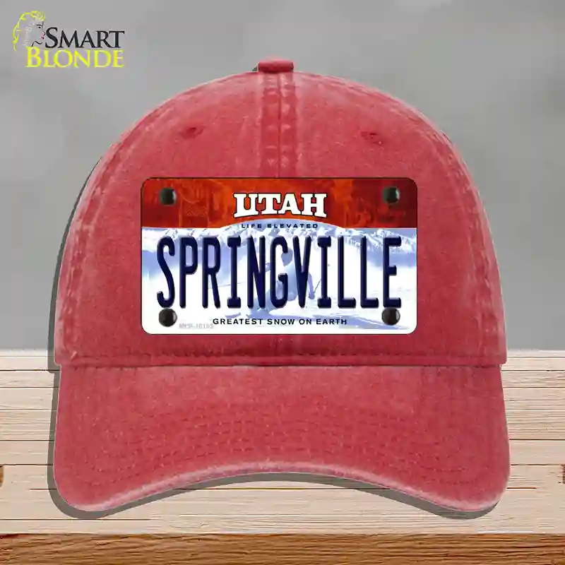 HAT13-MLP-10193 Springville Utah Novelty License Plate Hat, Unconstructed Cotton - Red