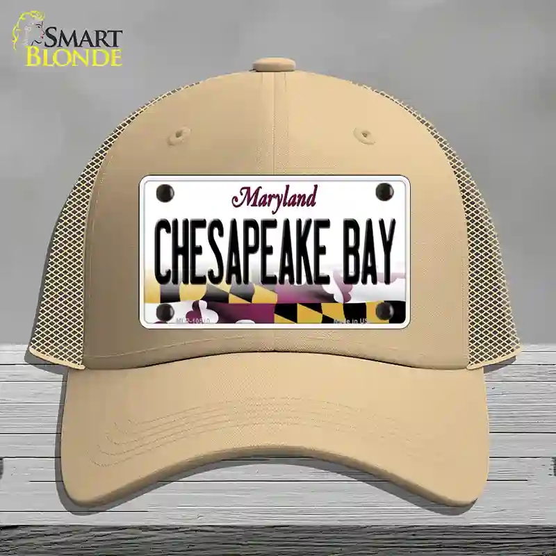 HAT15-MLP-10510 Chesapeake Bay Maryland Novelty License Plate Hat, Mesh - Khaki