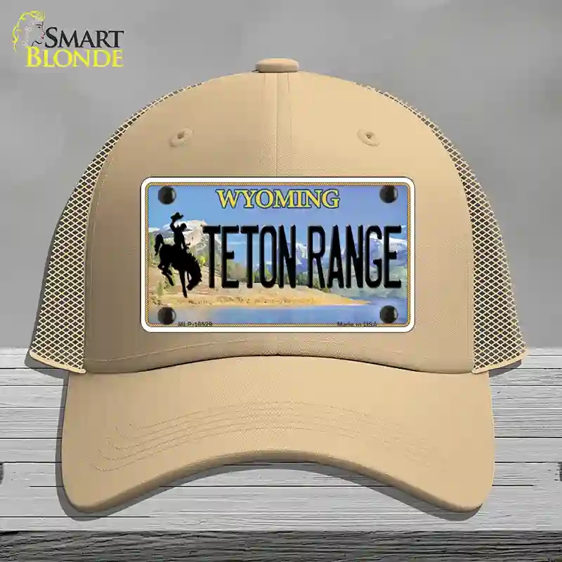 HAT15-MLP-10529 Teton Range Wyoming Novelty License Plate Hat, Mesh - Khaki
