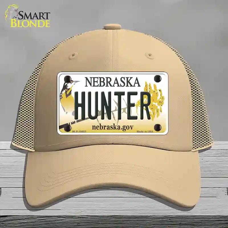 HAT15-MLP-10602 Hunter Nebraska Novelty License Plate Hat, Mesh - Khaki
