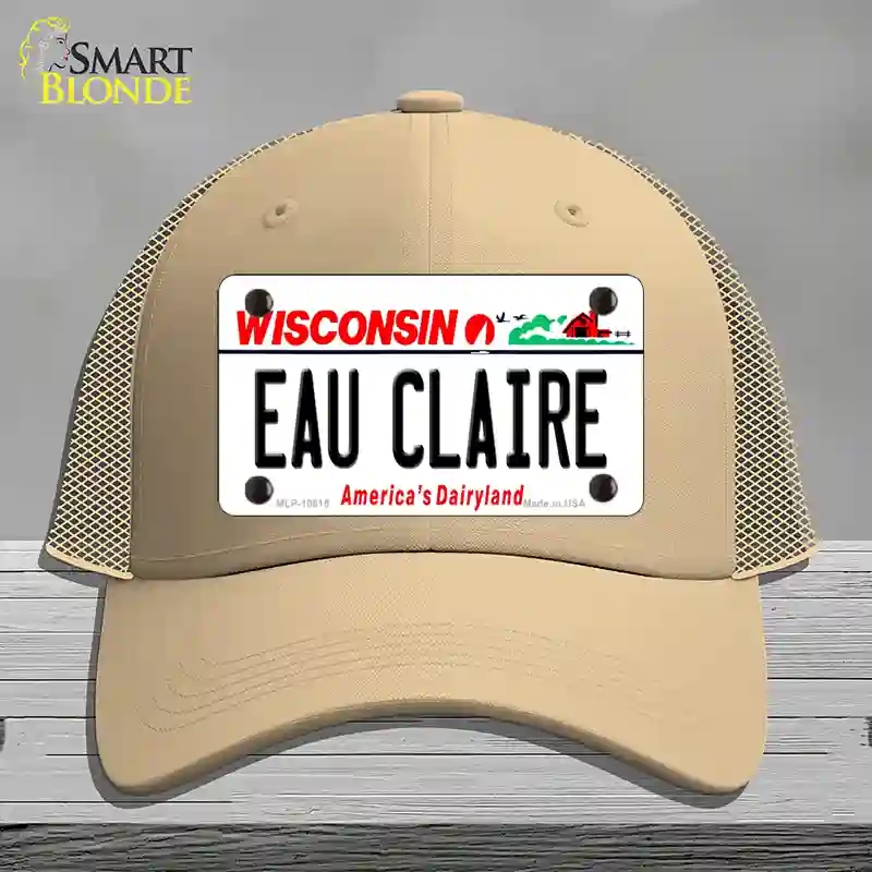 HAT15-MLP-10615 Eau Claire Wisconsin Novelty License Plate Hat, Mesh - Khaki