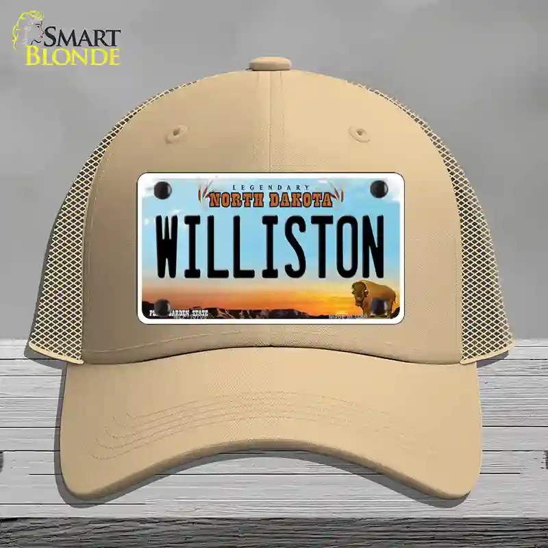 HAT15-MLP-10708 Williston North Dakota Novelty License Plate Hat, Mesh - Khaki