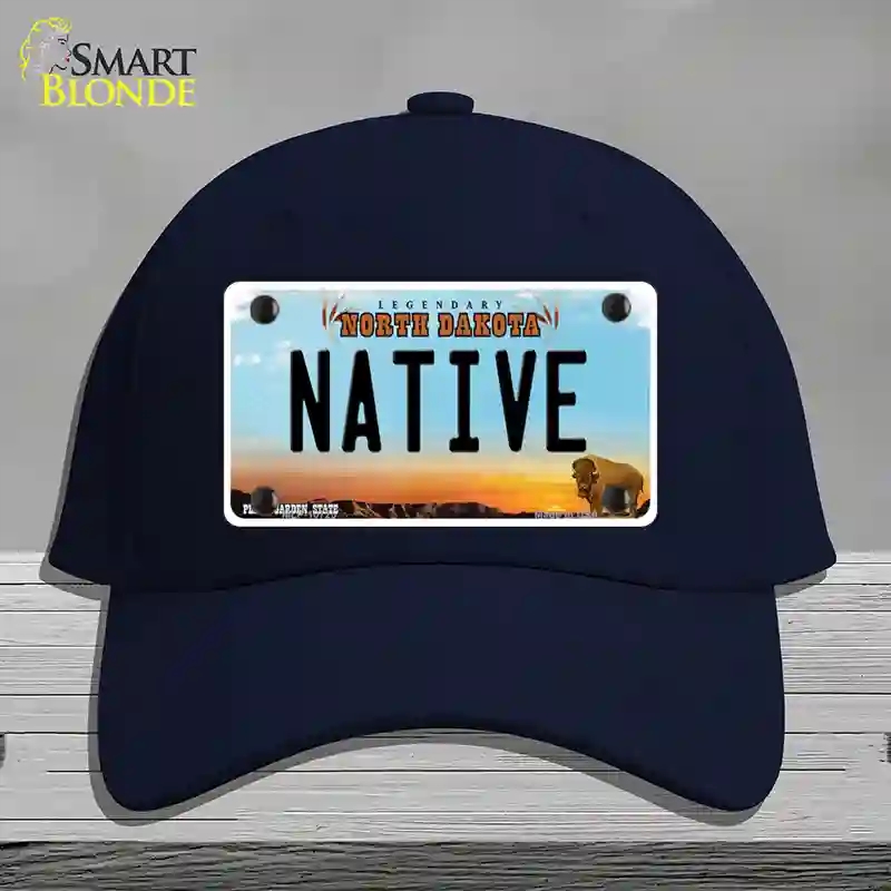 HAT20-MLP-10725 Native North Dakota Novelty License Plate Hat, Cotton - Navy
