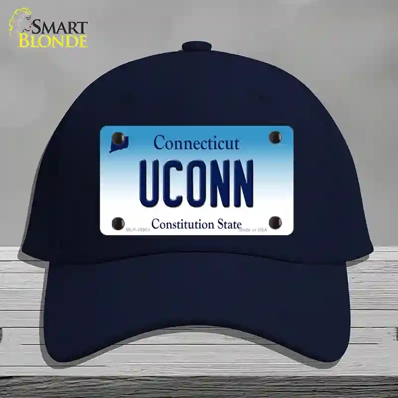 HAT20-MLP-10901 UConn Connecticut Novelty License Plate Hat, Cotton - Navy