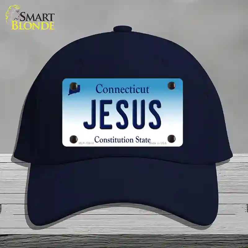 HAT20-MLP-10914 Jesus Connecticut Novelty License Plate Hat, Cotton - Navy