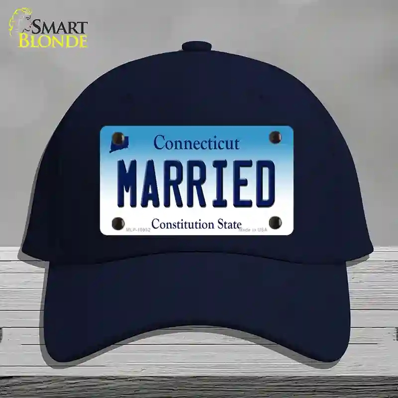 HAT20-MLP-10932 Married Connecticut Novelty License Plate Hat, Cotton - Navy