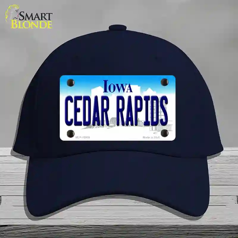 HAT20-MLP-10939 Cedar Rapids Iowa Novelty License Plate Hat, Cotton - Navy