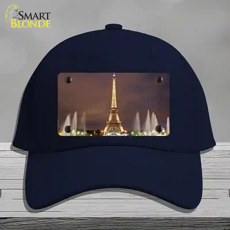HAT20-MLP-11249 Eiffel Tower Night with Fountain Novelty License Plate Hat, Cotton - Navy