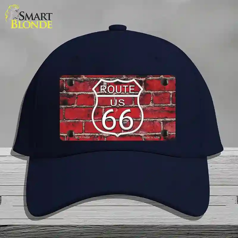 HAT20-MLP-11458 Route 66 Red Brick Wall Novelty License Plate Hat, Cotton - Navy