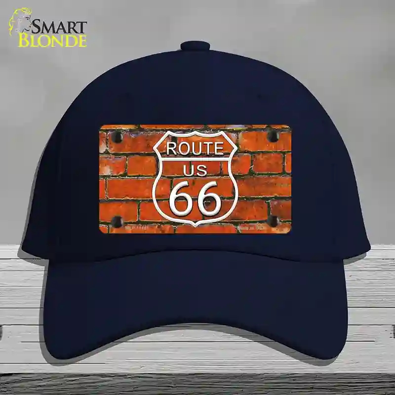 HAT20-MLP-11461 Route 66 Orange Brick Wall Novelty License Plate Hat, Cotton - Navy