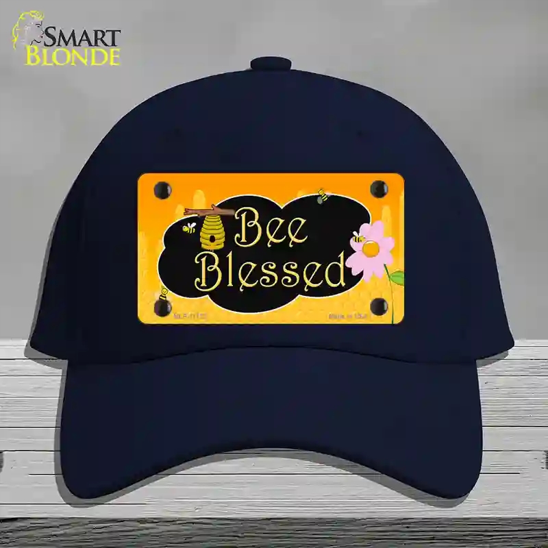 HAT20-MLP-11722 Bee Blessed Honey Hive Novelty License Plate Hat, Cotton - Navy