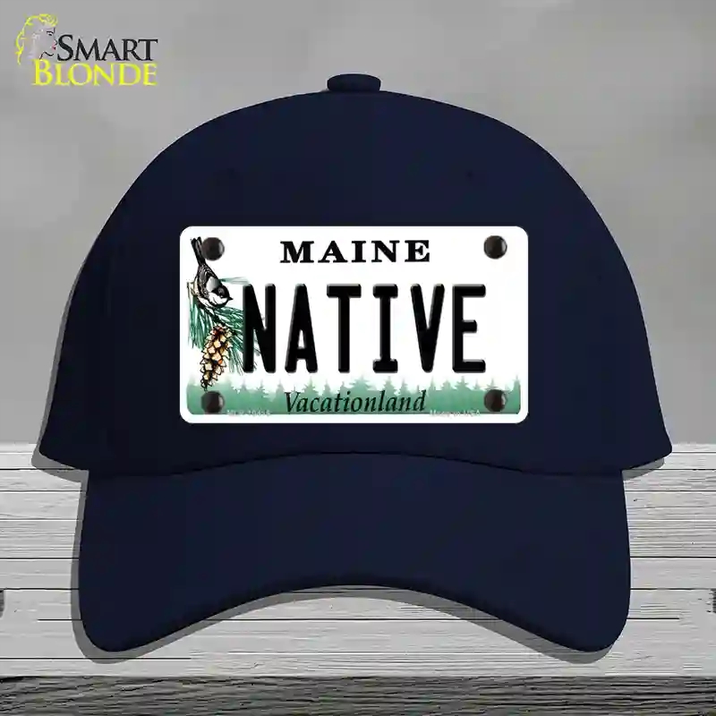 HAT20-MLP-10416 Native Maine Novelty License Plate Hat, Cotton - Navy